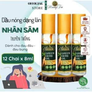 Combo 12 Chai Dầu Nóng Dạng Lăn Nhân Sâm Truyền Thống Green Herb Oil 8ml